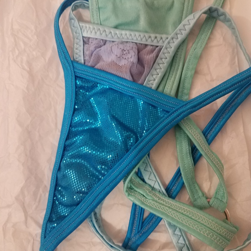 Three premium blue thongs